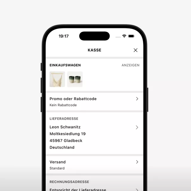 Screenshot der App - Kasse